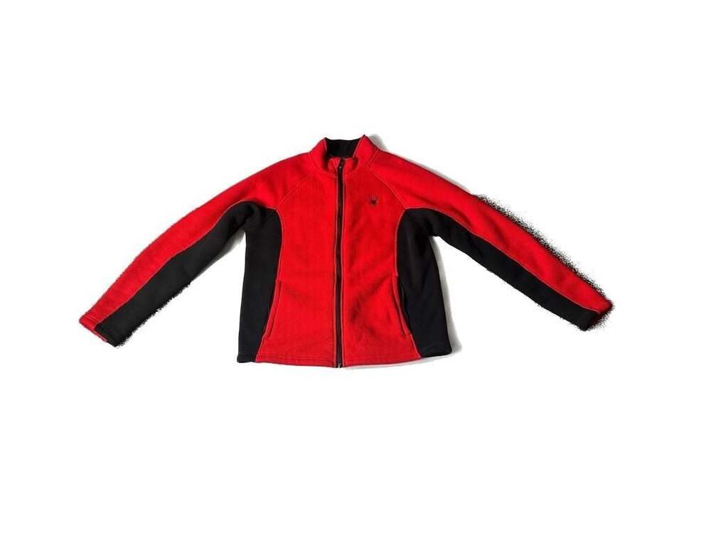 Spyder Stellar Full Zip Sherpa Lined Waffle Fleece Jacket Red Black Mens Large
